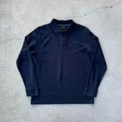 上質◎ピエールカルダン コットンポロシャツ 長袖 刺繍ロゴ メンズ L ネイビー