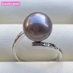 本真珠　淡水エジソンパールリング　11.2mmパープルグレーL1250