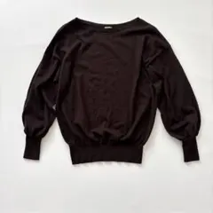 IENA ダークブラウン　バルーン袖　セーター　F ボートネック　薄手　wool