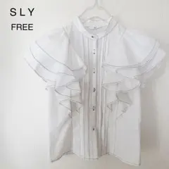 SLY スライ フリルスリーブ ブラウス ノースリーブ バンドカラー F 白のサムネイル