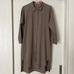 ショコラフィネローブ　シャツワンピース　長袖　カーキ