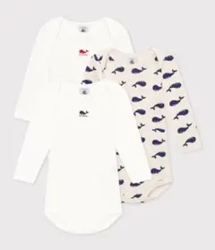 PETIT BATEAU クジラ柄ロンパース 3枚セット 6m/67cm