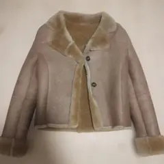 2月末まで！肉厚リアルムートン羊毛皮2Bジャケットベージュ系M 極美品東欧商会