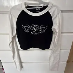 x-girl クロップド長袖Tシャツ S 黒/白