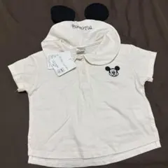 新品未使用 ミッキーマウス 耳付き襟ポロシャツ 80cm