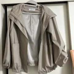 ★美品★FRAY I.D フェイクレザーフード付きブルゾン