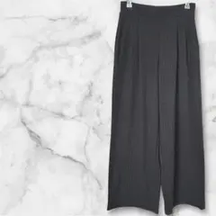 【ユニクロ】ワイドパンツ ストライプ チャコールグレー Mサイズ