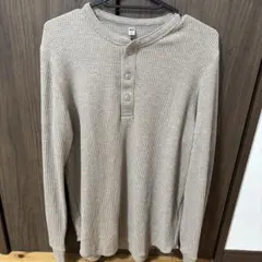 UNIQLO メンズMワッフルヘンリーネックTシャツ長袖