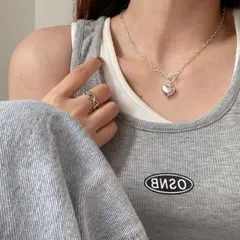 み*ん様 ハートロングネックレス シルバー レディース　おしゃれ