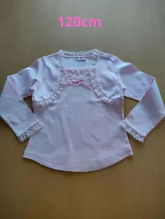 メゾピアノ　美品 袖にロゴ入り　レースが素敵なカットソー　120cm