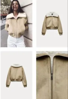 ZARA ザラ リブ付きダブルフェイスジャケット Mサイズ