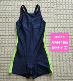 asics ヴィンテージ 競泳水着 ネイビー×ライムグリーン Mサイズ 希少のサムネイル