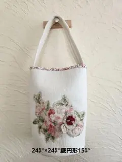 ヌビ白生地　薔薇の花コラージュバック