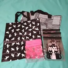 lKEA エコバッグ HASTHAGE/馬 FISSLA 白猫 黒猫 花ジッパー