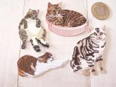 【ばら売可】4枚　猫　ねこ　ネコ　アイロンワッペン　アップリケ