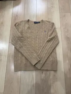 【美品】POLO RALPH LAUREN ベージュ Vネック ニット M