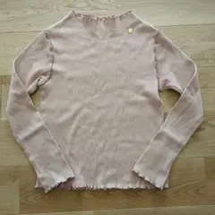 フリル付きピンク長袖カットソー 140