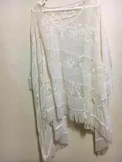 MURUA フリンジレースチュニック ポンチョ レースポンチョ