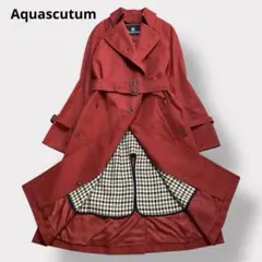 【ライナー付き✨撥水加工】アクアスキュータム ロングトレンチコート ベルト 赤