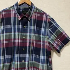 VAN HEUSEN ボタンダウン半袖シャツ　L ポリコットン　クラシック
