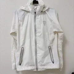 ホワイト　軽量　ナイロンパーカージャケット　フード　春夏　アウトドア　反射