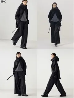 ユニクロC タックワイドパンツ M ブラック