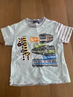 Moujonjon 電車プリント Tシャツ 100