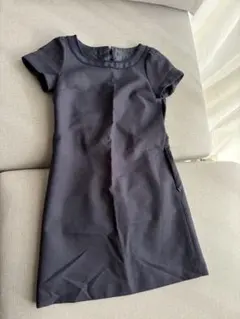 【PATTERN】ネイビー 半袖 ひざ丈ワンピース Mのサムネイル