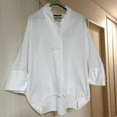 ミズイロインド　七分袖ブラウス　スキッパーシャツ