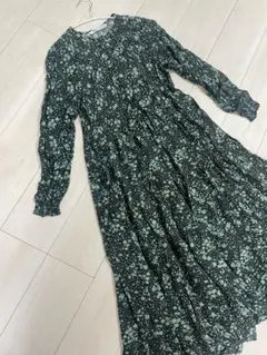 ZARA 花柄 長袖 ロングワンピース XS