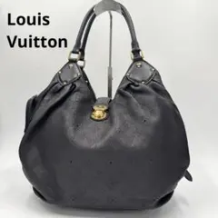 ルイヴィトン モノグラム マヒナL レザー ハンドバッグ 肩掛け A4可 濃茶