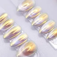 54 ネイルチップSサイズ 韓国 オーロラ ミラー うる艶 マグネット　ゴールド