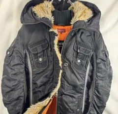 AVIREX N-3BレディースM ファー付きフード ロング中綿ジャケット