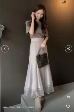 【人気完売】シアーチュールマーメイドロングスカート/グレイジュ