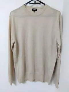 未使用　ユニクロ　メリノクルーネックセーター　ベージュ　メンズL