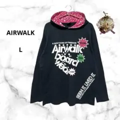 エアウォーク　ロゴプリントパーカー　長袖カットソー　フーディー　コットン　L