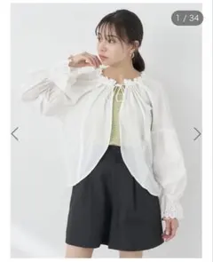 earth music & ecology ホワイト　カーディガン Fサイズ　白