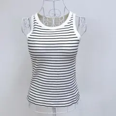 ユニクロ アメリカンスリーブ ブラトップ タンクトップ ボーダー L 美品