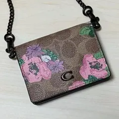 美品　コーチ　小銭入れ　PVC　レザー　フラワー　コンパクトウォレット