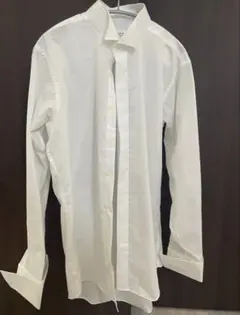 ホワイト 長袖 フォーマルシャツ　ウィングカラー