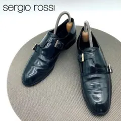 sergio rossi 黒レザー ローファー バックル付き ローファー