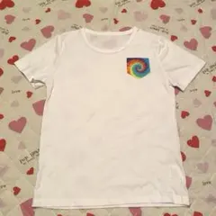 ホワイトTシャツ Mサイズ Lサイズ　カラフルポケット付き　ダイダイ柄