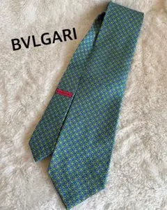 BVLGARI ブルガリ ネクタイ 総柄 ロゴ ブルー系 シルク