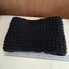 ブラック ニット ネックウォーマー　ハンドメイド