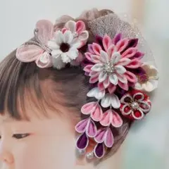 つまみ細工 ピンク系 髪飾り七五三