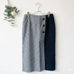 【美品】INDIVI ひざ丈スカート/タイト/モノトーン/ストレッチ/M/白黒のサムネイル