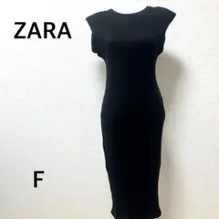 ザラ　ワンピース　リブ　ノースリーブ　サマーニット　タイト　ブラック　シンプル