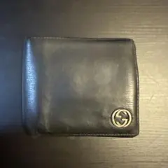GUCCI ブラックレザー 二つ折り財布