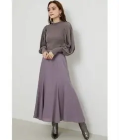 新品未使用 タグ付き rienda リエンダ パープル フレアスカート Sのサムネイル