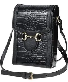 スマホポーチ❤️レディース✨ショルダーバッグ 携帯ポーチ縦型 シンプル ブラック